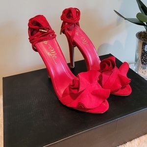 Red suede heels